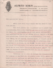 Brief von Alfred Kern an Albert Schweitzer