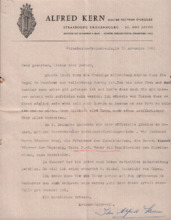 Brief von Alfred Kern an Albert Schweitzer