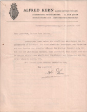 Brief von Alfred Kern an Albert Schweitzer