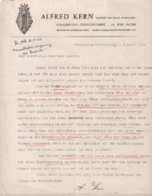 Brief von Alfred Kern an Albert Schweitzer
