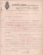 Brief von Alfred Kern an Albert Schweitzer