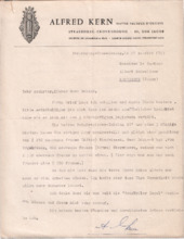 Brief von Alfred Kern an Albert Schweitzer