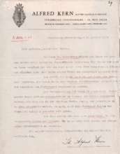 Brief von Alfred Kern an Albert Schweitzer
