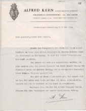Brief von Alfred Kern an Albert Schweitzer