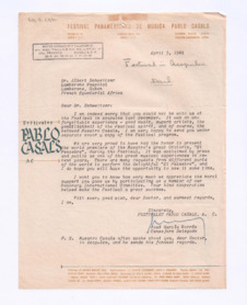 Brief von José Garcia Borras an Albert Scheitzer