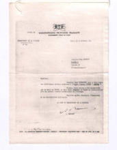 Brief des französischen Radio- und Fernsehsenders RTF an Jan R Novotny