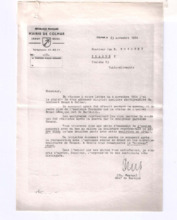 Brief der Stadtverwaltung Colmar an Jan R Novotny