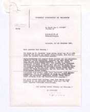 Brief der Touristeninformation Mulhouse an Jan R Novotny
