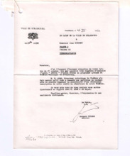 Brief des Bürgermeisters von Straßbourg an Jan R Novotny
