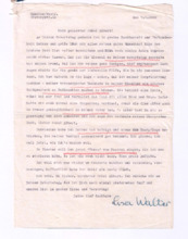 Brief von Lisa Walter an Albert Schweitzer