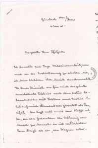 Brief v. Albert Schweitzer an Hans Pfitzner