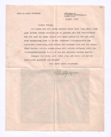Brief v. Hans Pfitzner an Albert Schweitzer