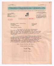 Brief von Walter Legge an Albert Schweitzer