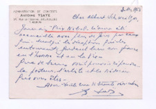 Brief von Antoine Ysaÿe an Albert Schweitzer