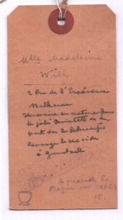 Brief von Madeleine Will an Albert Schweitzer