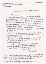 Brief von Madeleine Will an das Maison Albert Schweitzer