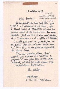 Brief von Madeleine Will an Albert Schweitzer