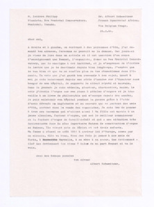 Brief von Albert Schweitzer an Isidor Philipp