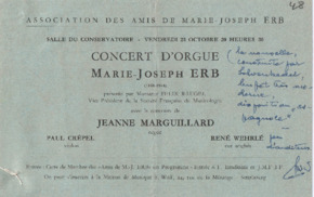 Programmheft eines Konzerts zu Ehren von Marie-Joseph Erb