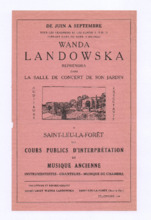 Flyer für ein Konzert von Wanda Landowska
