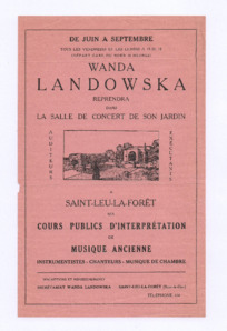 Flyer für ein Konzert von Wanda Landowska