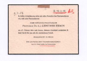Nachruf auf Günther Ramin im Namen des Thomanerchors