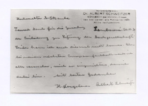 Brief von Albert Schweitzer an Karl Straube