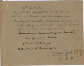 Brief von Albert Schweitzer & Emma Hausknecht an Gustave Reed