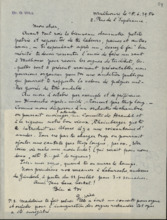 Brief von Georges Will an Albert Schweitzer