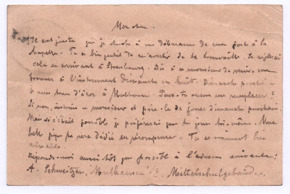 Postkarte von Albert Schweitzer an Georges Will