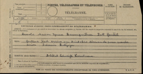 Telegramm (nicht abgeschickt) von Albert Schweitzer an das Transport-/ Reiseunternehmen Chargeurs Réunis