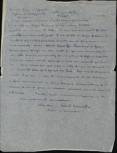 Durchschlag eines Briefes von Albert Schweitzer an die Belgische Bank in Afrika