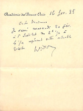 Brief eines Mitglieds d. Academie des Beaux Arts an E. Martin