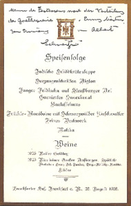 Widmung v. A. Schweitzer f. E. Martin auf Speisenfolge der Goethepreisverleihung 1928
