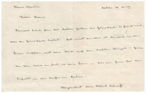 Brief v. Albert Schweitzer an Hans Martin