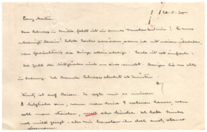 Brief v. Albert Schweitzer an Emmy Martin mit Nachsatz dieser sowie abschließender Antwort Schweitzers