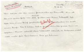 Brief von Emmy Martin an Albert Schweitzer; mit kurzer Antwort Schweitzers