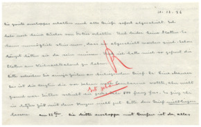 Brief von Emmy Martin an Albert Schweitzer; mit kurzer Antwort Schweitzers