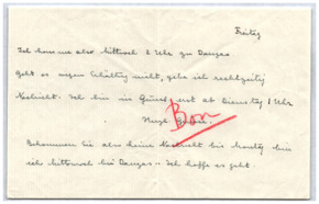 Brief von Emmy Martin an Albert Schweitzer; mit kurzer Antwort Schweitzers