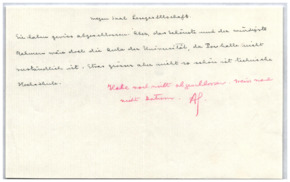 Brief von Emmy Martin an Albert Schweitzer; mit kurzer Antwort Schweitzers