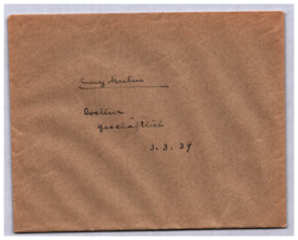 Briefkuvert v. Emmy Martin zur Aufbewahrung v. Briefen Albert Schweitzers