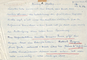 Brief von Emmy Martin an Albert Schweitzer