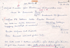 Brief von Emmy Martin an Albert Schweitzer