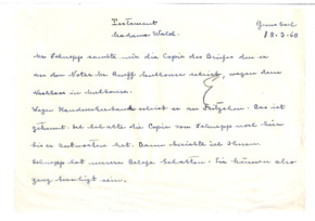Brief von Emmy Martin an Albert Schweitzer