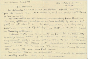 Gemeinsamer Brief v. N. Gillespie, A. Schweitzer, E. Martin an Greta Lagerfelt