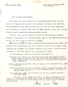 Brief von Marie-Joseph Bopp an Emmy Martin