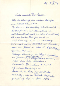 Brief von Fritz Behn an Emmy Martin, mit Kuvert von Emmy Martin