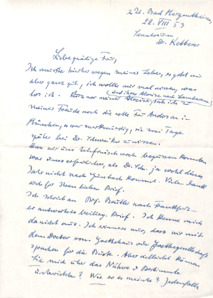 Brief von Fritz Behn an Emmy Martin