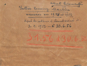 Deckblatt v. A. Schweitzer für seine Briefsammlung von E. Martin