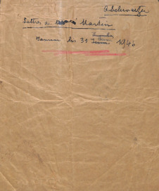 Deckblatt v. A. Schweitzer für seine Briefsammlung von E. Martin